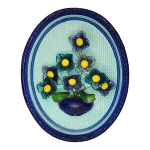 MCM Acrylic Lucite Wire Flower Sculpture Wall Hanging Art Wondermold Blue Canada